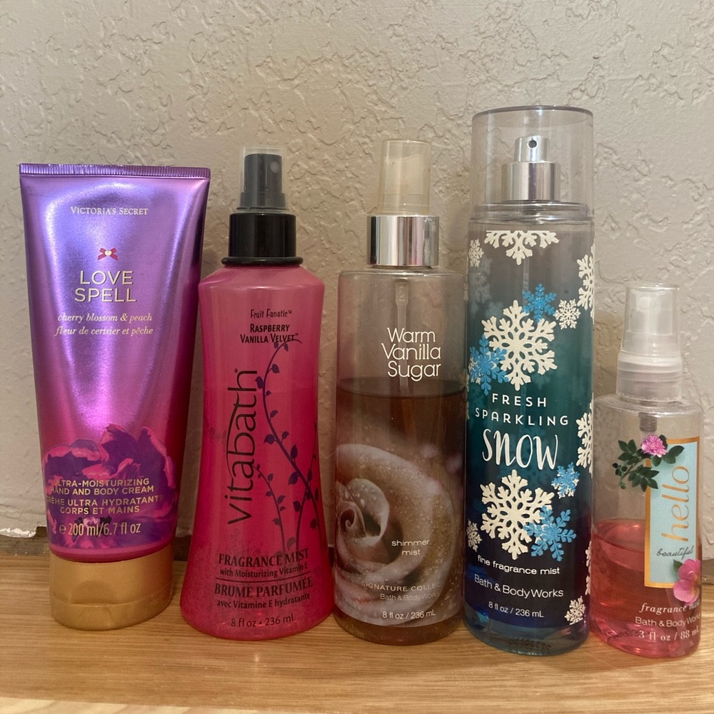 Assorted lotions and fragrance mists